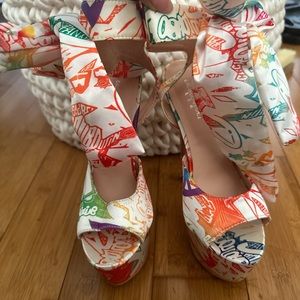 Platform heels, multi color heels. Like brand new